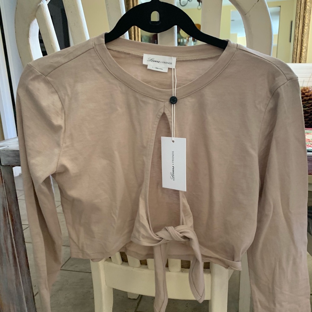 Long sleeve crop top with front tie